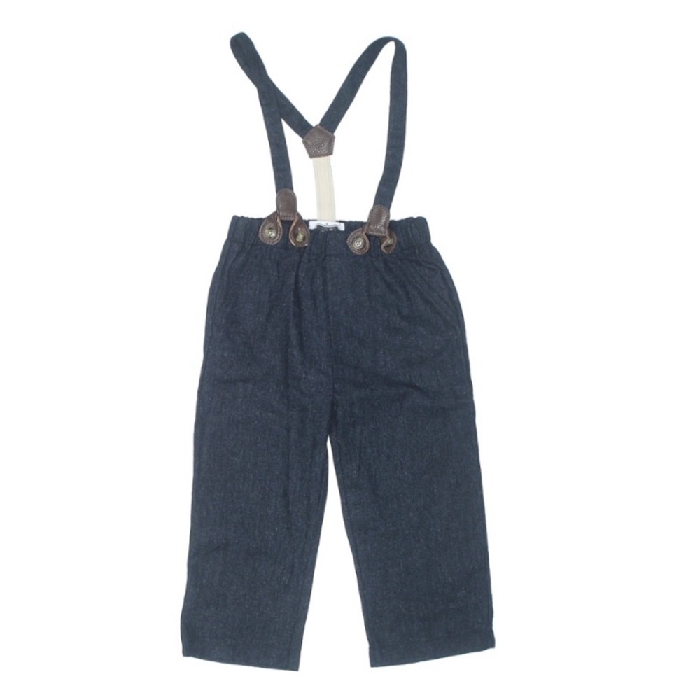 MUDPIE Little Gentleman’s Wool blue suspender pants size 24 months